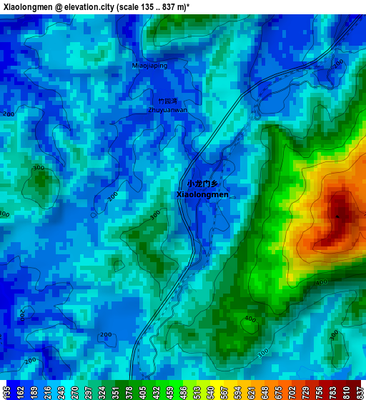 Xiaolongmen elevation map