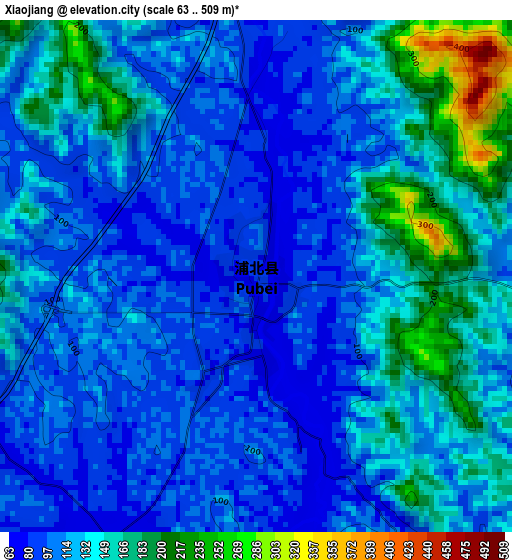 Xiaojiang elevation map