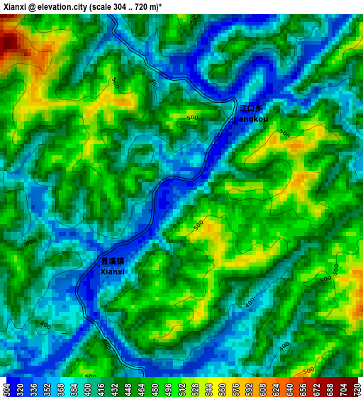 Xianxi elevation map