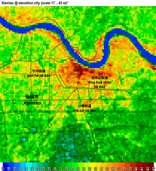 Xiantao elevation map