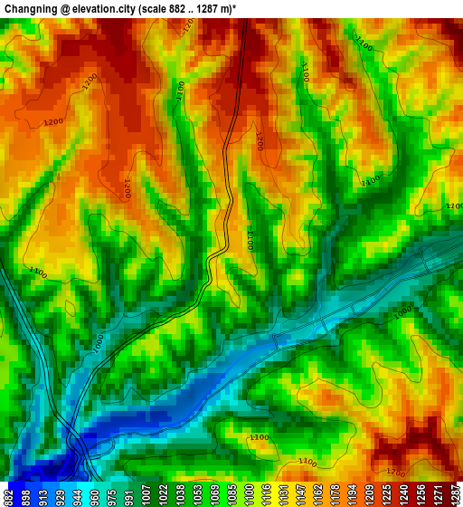 Changning elevation map