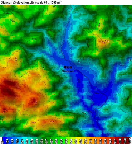 Xiancun elevation map