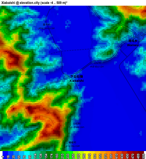 Xiabaishi elevation map