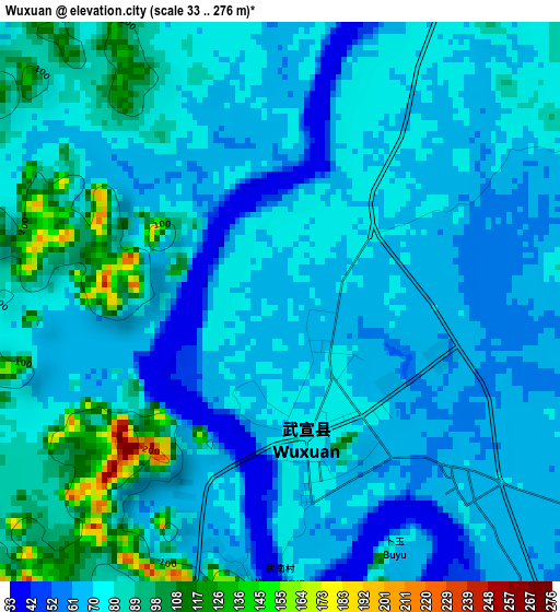 Wuxuan elevation map