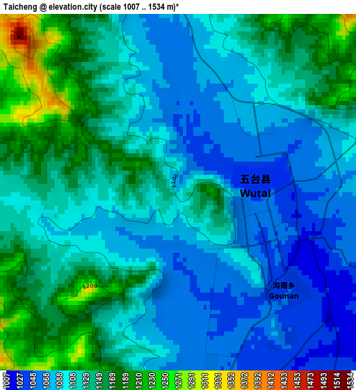 Taicheng elevation map