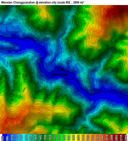 Wenxian Chengguanzhen elevation map