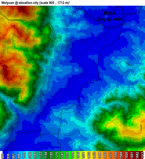 Weiyuan elevation map