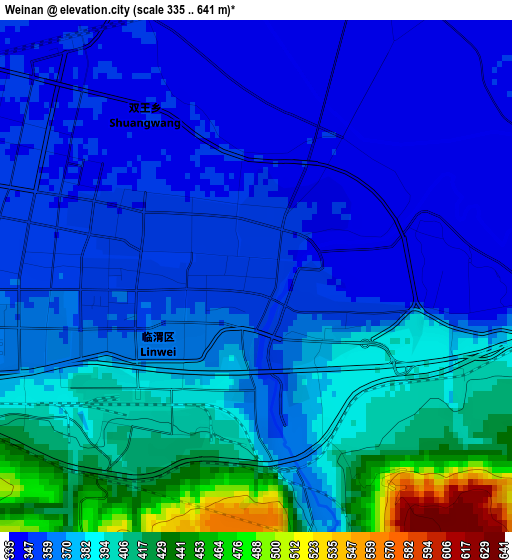 Weinan elevation map