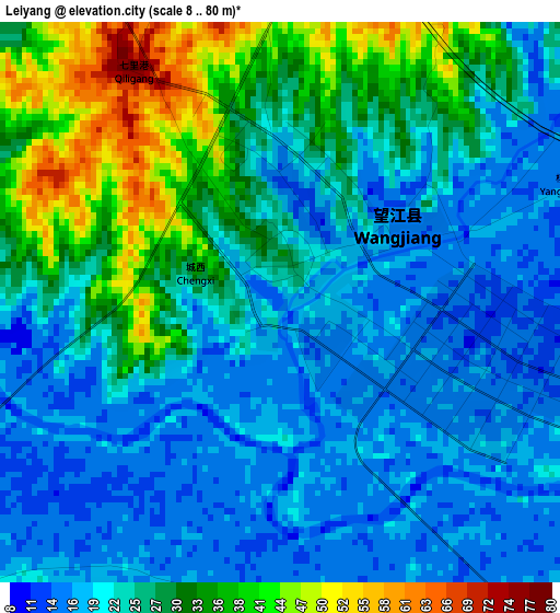 Leiyang elevation map