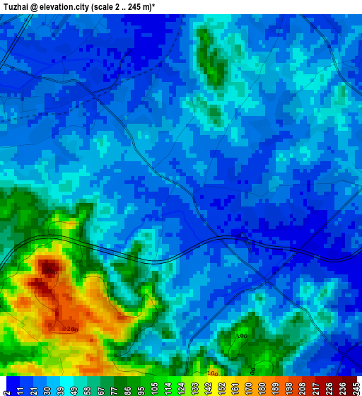 Tuzhai elevation map