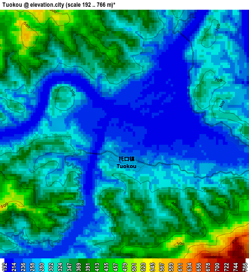 Tuokou elevation map