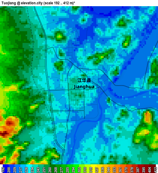 Tuojiang elevation map