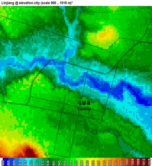 Linjiang elevation map