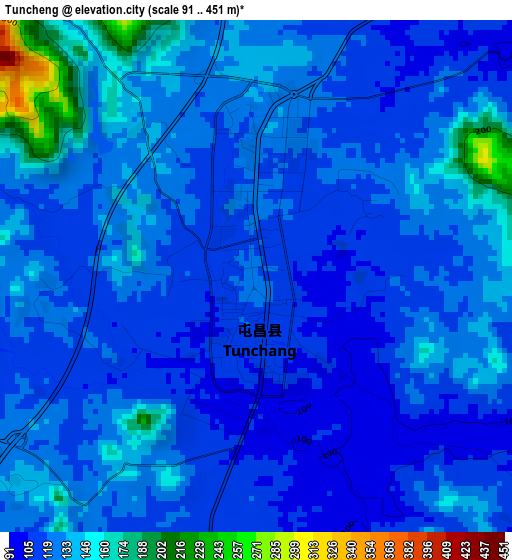 Tuncheng elevation map