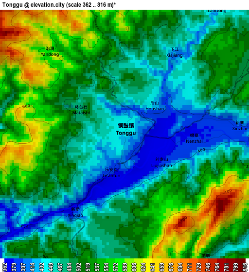 Tonggu elevation map