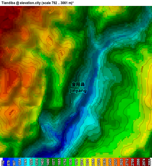 Tiandiba elevation map