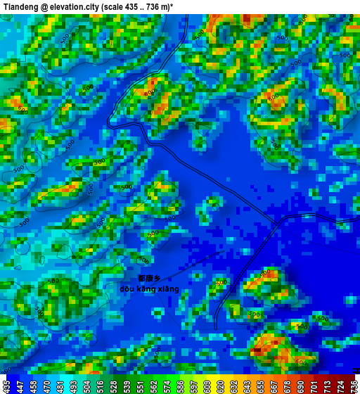 Tiandeng elevation map