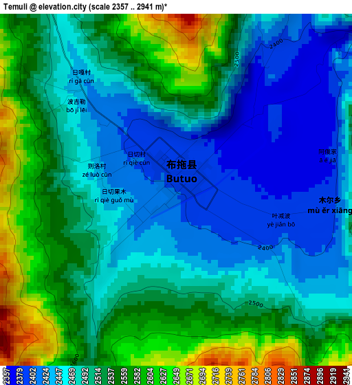 Temuli elevation map