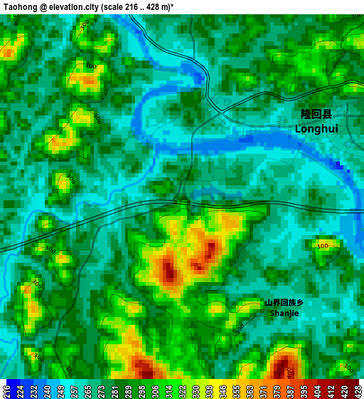 Taohong elevation map