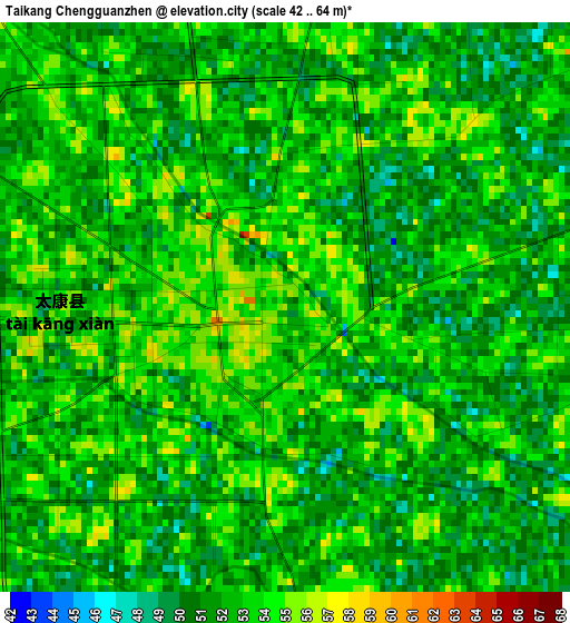 Taikang Chengguanzhen elevation map