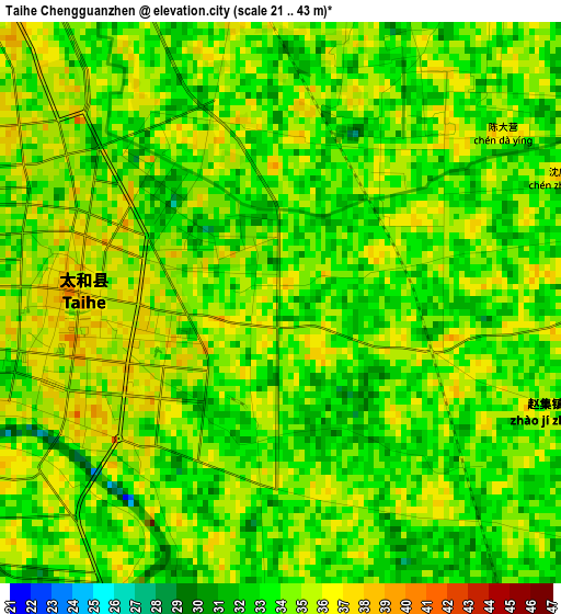 Taihe Chengguanzhen elevation map