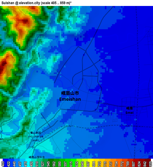 Suishan elevation map