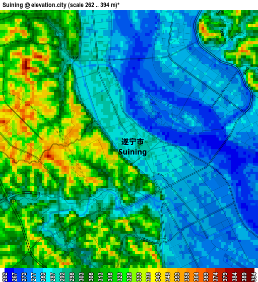 Suining elevation map