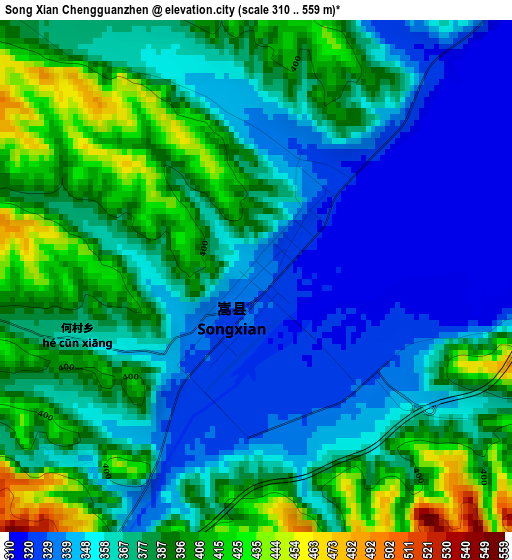 Song Xian Chengguanzhen elevation map