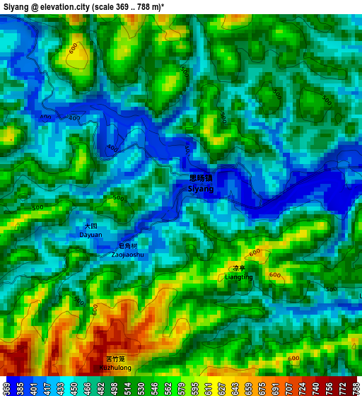 Siyang elevation map