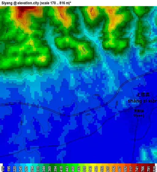 Siyang elevation map