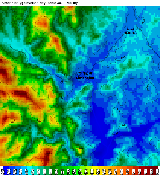 Simenqian elevation map