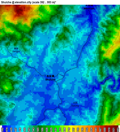 Shuiche elevation map