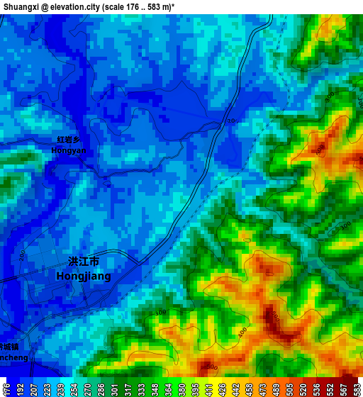 Shuangxi elevation map