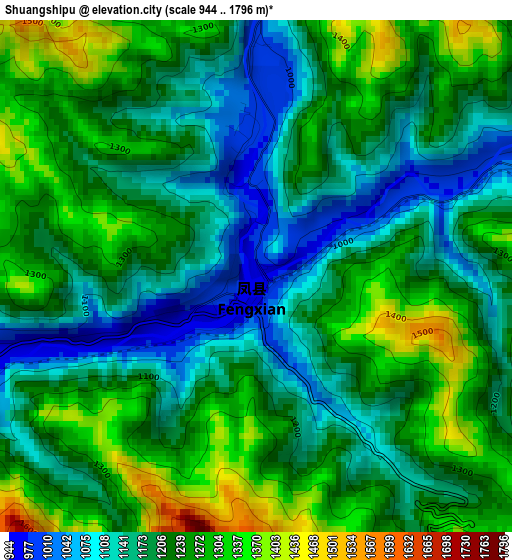 Shuangshipu elevation map