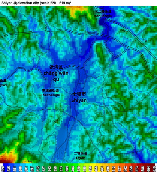 Shiyan elevation map