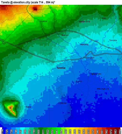 Taveta elevation map