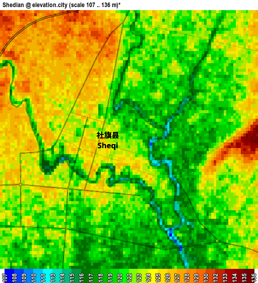 Shedian elevation map