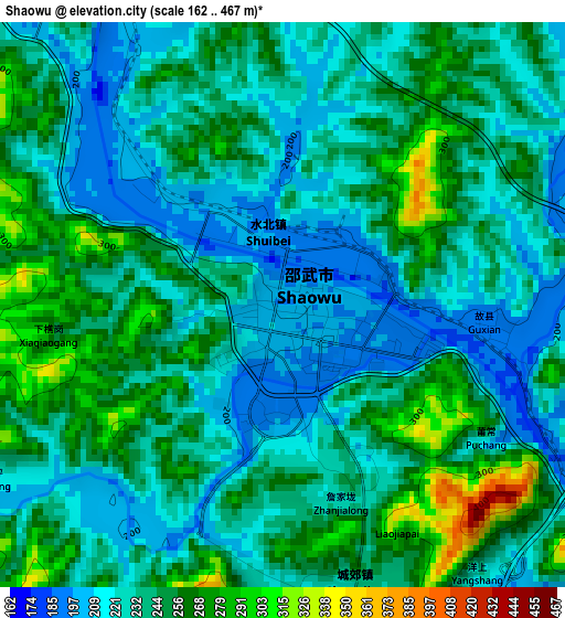 Shaowu elevation map