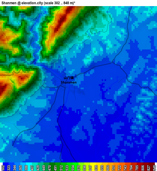 Shanmen elevation map