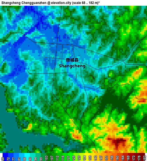 Shangcheng Chengguanzhen elevation map