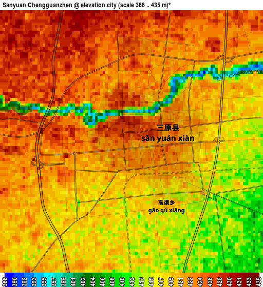 Sanyuan Chengguanzhen elevation map