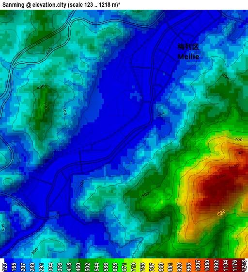 Sanming elevation map