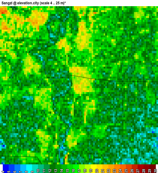 Sangzi elevation map