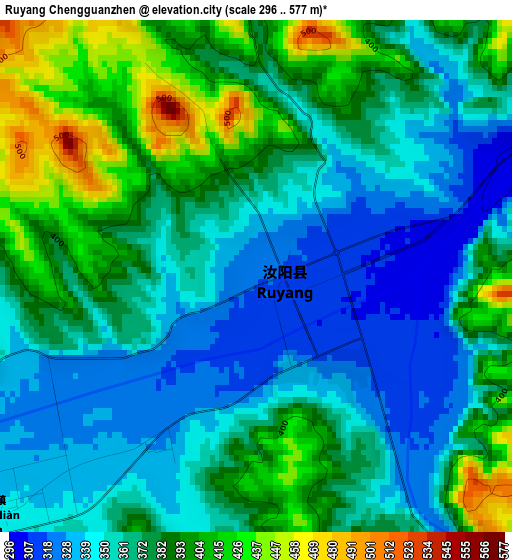 Ruyang Chengguanzhen elevation map