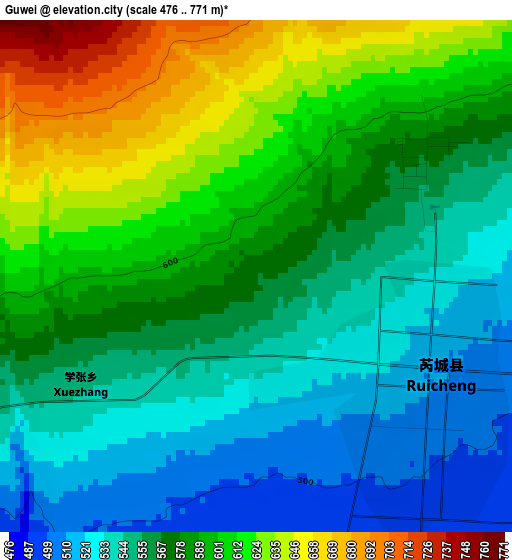 Guwei elevation map