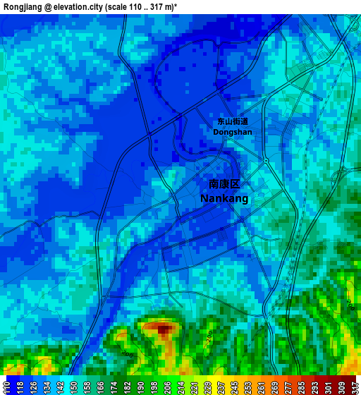 Rongjiang elevation map