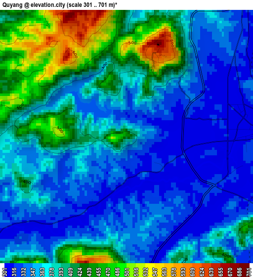 Quyang elevation map