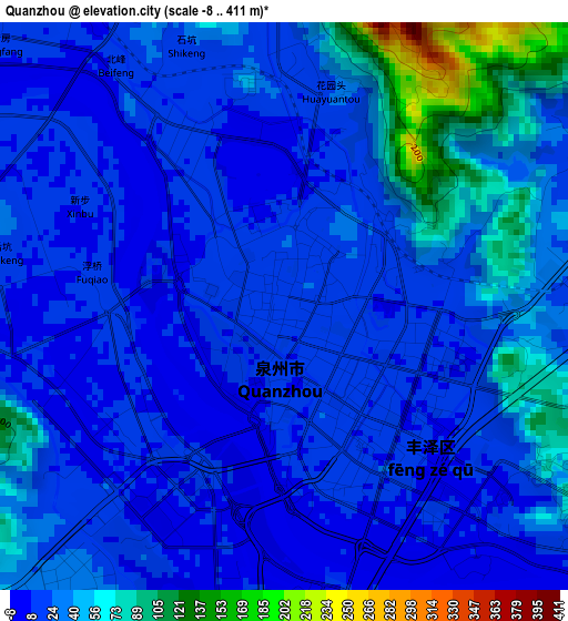 Quanzhou elevation map