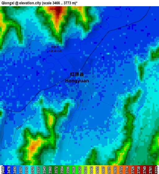 Qiongxi elevation map