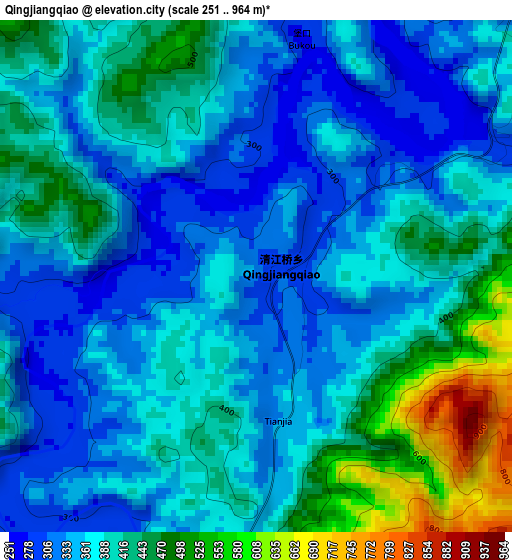 Qingjiangqiao elevation map